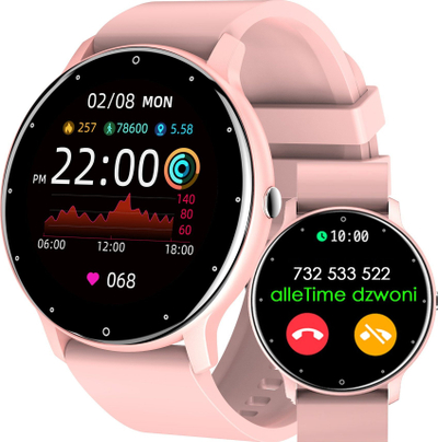 Паметен часовник Gravity GT1-1, 1.28\" Retina HD, следење на здравје, розов