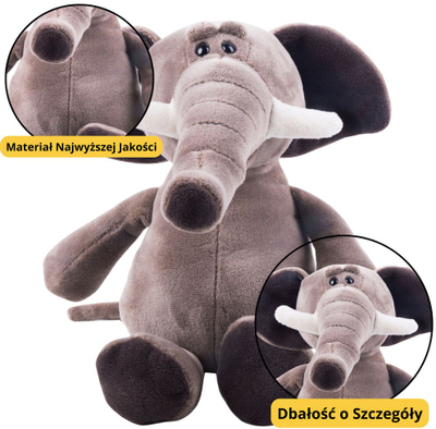 Lodër pelushi elefant me kupë thithëse, 16cm, gri