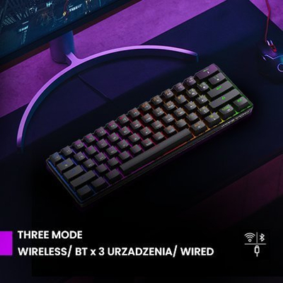Set tastiere edhe miu Preyon Brown All Claw PBAC61B edhe Owl POW35B, mekanike, wireless, me RGB, ngjyrë e zezë