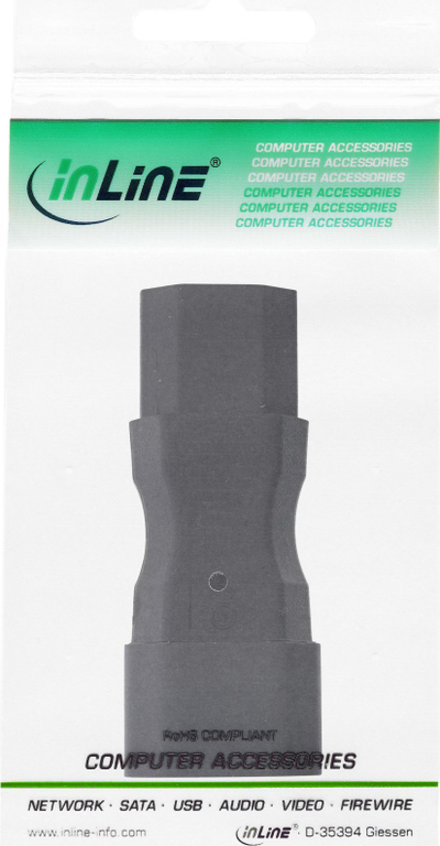 Adapter energjie INLINE IEC 60320 C14 në IEC 60320 C13, 10A, i zi