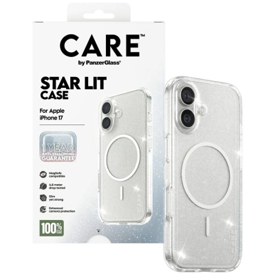 Maskë telefoni PanzerGlass CARE Flagship Urban Explorer Star Lit, MagSafe, transparente, e bardhë, për iPhone 17