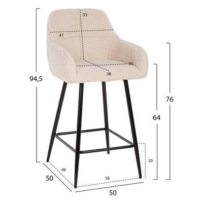 Stol mesatar Strike 50x50x94,5Hcm (HM8592.02), bardhë/ zezë