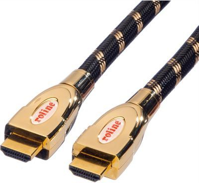 Kabllo HDMI Roline Gold, 3m, 4K, e zezë me ar