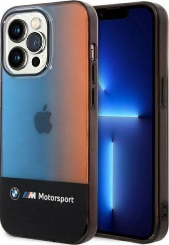 Mbulesë telefoni BMW Half Tricolor për iPhone 14 Pro Max, polikarbonat dhe TPU, e zezë