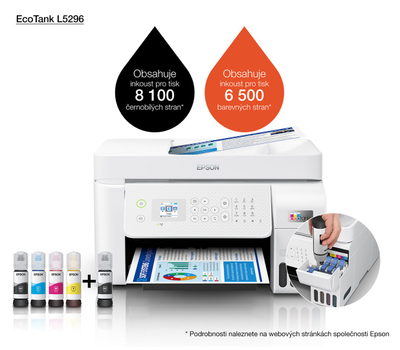 Printer multifunksional Epson L5296, Inkjet, i bardhë