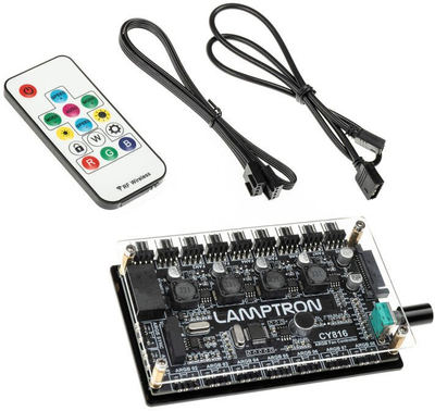 Kontrollues ventilatorësh Lamptron CY816, ARGB, me telekomandë, i zi