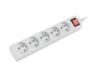 Rrymëndarës Lanberg PS1 05E 0150 W, 5 priza, kabllo 1.5 m, i bardhë
