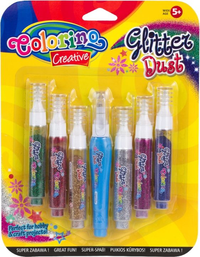 Set glitteri Colorino Glitter Dust, 6 ngjyra, me ngjitës, shumëngjyrësh