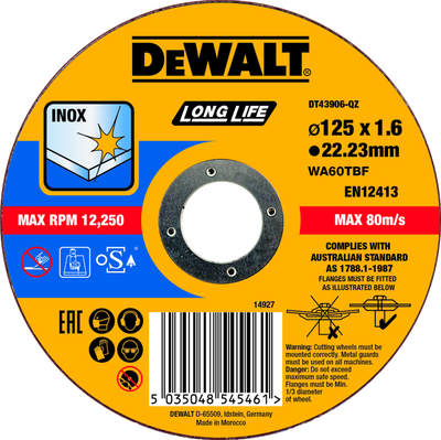 Disk për prerje Dewalt, 125x1.6mm