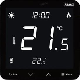 Termostat për dhomë Tech R-10s Plus STR10SPBK, me kabllo, për shirit L-10, i zi