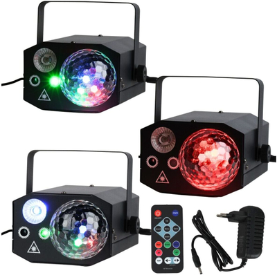 Set efektesh LIGHT4ME GIG SET 2, 2 makina tymi 400W LED, makinë flluskash e rikarikueshme, efekt drite 4in1 RGBW RGB lazer