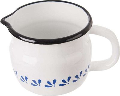 Filxhan emaluar Orion, me dorezë dhe grykë, 0.5L, i bardhë me dekor blu