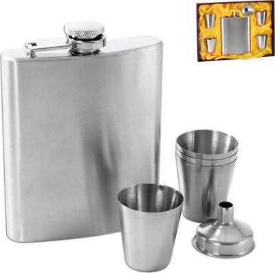 Set shishe metalike me gota, 7 pjesë, çelik inox, ngjyrë argjendi