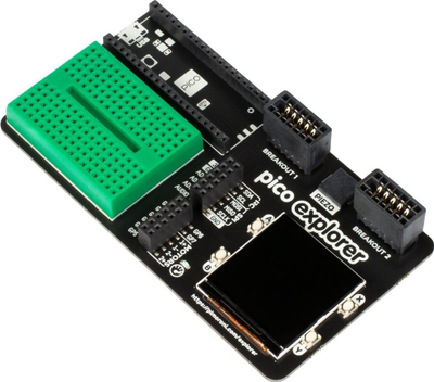 Platformat zhvillimi Pimoroni Pico Explore Base, ekran 1.54" IPS, breadboard e vogël mrena, e zezë