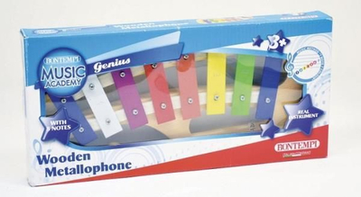 Metallofon druri Bontempi XMW8, për mësim muzike për kalamaj 3+, shumëngjyrësh