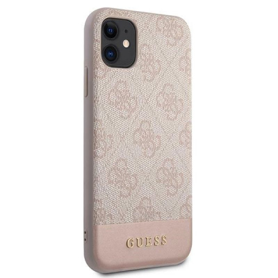 Kapak telefoni Guess 4G Stripe për iPhone 11 6.1", hardcase, rozë