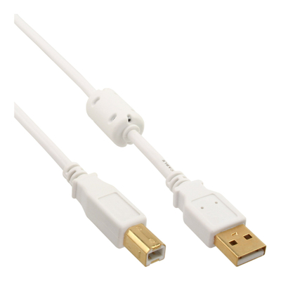 Kabllo USB InLine 34515W, USB A në USB B, 1.5 m, e bardhë