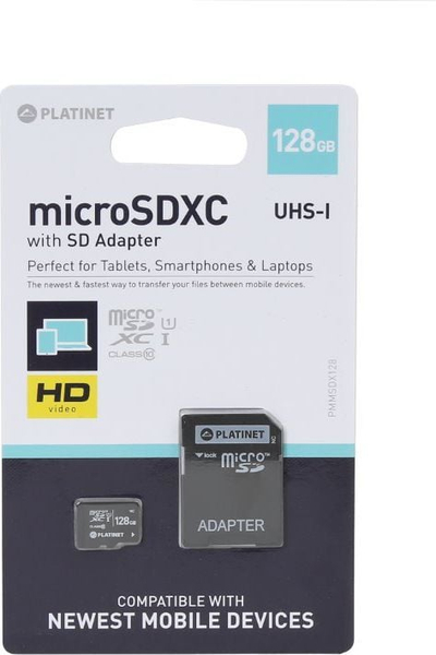 Kartë memorie Platinet MicroSDXC, 128 GB