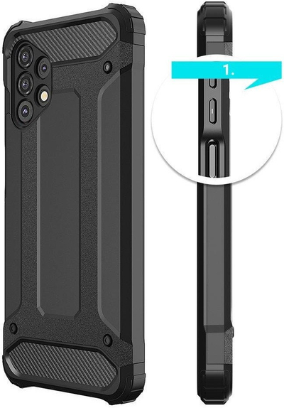 Mbrojtëse telefoni Hybrid Armor për Samsung Galaxy A73, TPU dhe PC, e zezë