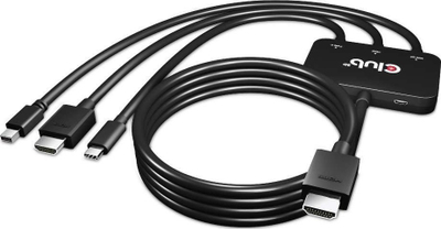 Adapter aktiv Club3D CSV-1560, Mini DisplayPort/HDMI/USB-C në HDMI, 4K 60Hz, i zi