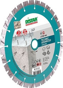 Disk me diamant për prerje Distar Technic Advanced, beton, 230mm