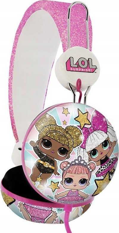 Слушалки OTL L.O.L. Surprise Glitter Glam, стерео, ограничување на јачина на звук, розови со сјај
