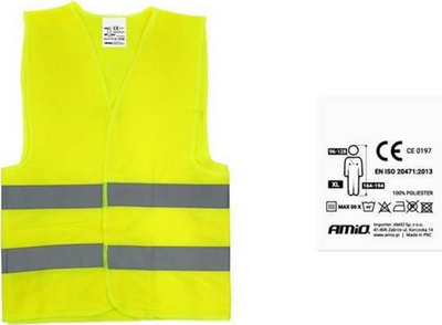 Jeletë reflektuese AMiO Reflective Vest 01734, madhësia L, ngjyrë e verdhë