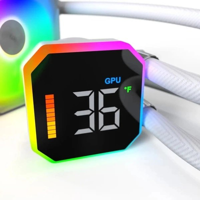 Ладилник за вода за процесор Montech HyperFlow Digital 360, AIO 360mm, Intel AMD, бел