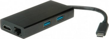 Docking station Secomp STANDARD USB C, HDMI, 2x USB 3.0, LAN, e zezë