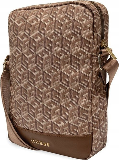 Çantë tablet Guess GCube Stripe 10", lëkurë sintetike, kafe