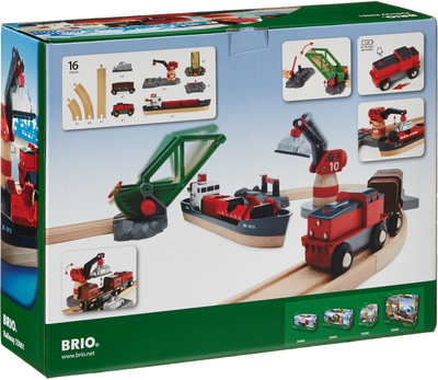 Set trenash BRIO Cargo Harbor, 16 pjesë, për fëmijë 3+, shumëngjyrësh