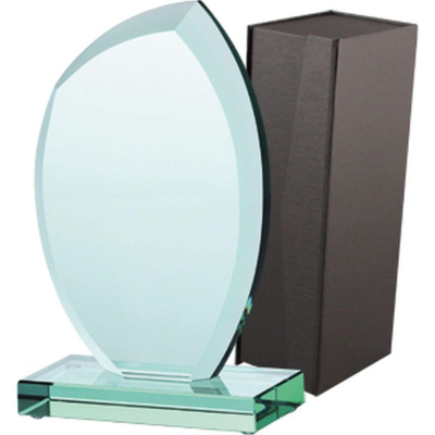 Trofe xhami Tryumf G010, 21cm, me kuti, transparent