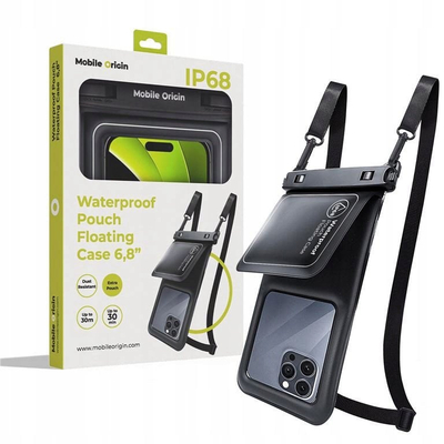 Kese mbrojtëse uji Mobile Origin Waterproof Floating, për telefona deri 6.8", me xhep të vogël, bardh e zi