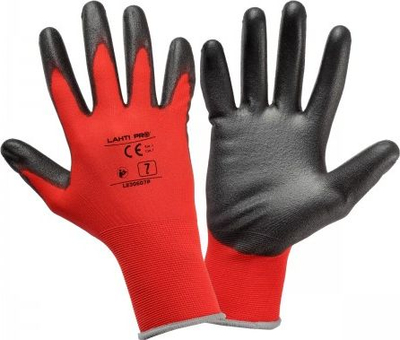 Doreza pune Lahti Pro PU Coated (L230607K), 7" (S), të zeza/kuqe