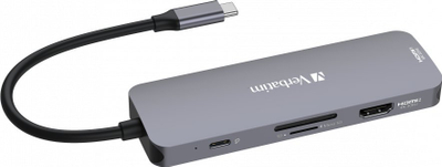 Hub USB C Verbatim CMH 08, 8 porta, HDMI 8K, gri