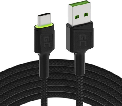 Kabllo USB Green Cell Ray USB - USB-C 120cm, me dritë LED 