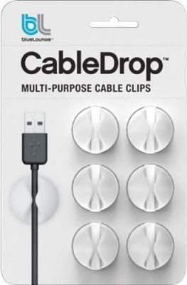 Држач за кабли Bluelounge CableDrop, 6 парчиња, самолепливи, бели