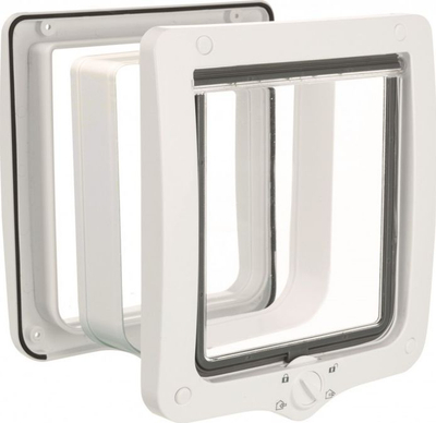 Derë për mace Trixie Cat Door 4-WAY TX-44241, me tunel, 24 x 28 cm, e bardhë