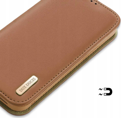 Mbulesë telefoni DUX DUCIS Hivo për iPhone 15 Plus, lëkurë, RFID, kafe