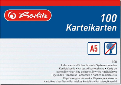 Karta të ndërrimit të kabineteve Herlitz A5/100K LIN HER BIA FOL, 100 copë, të bardha