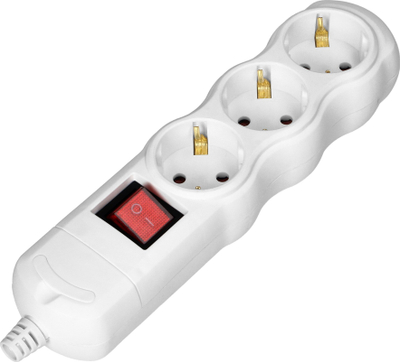 Prizë zgjatuese ORNO Power Strip Extension Splitter, 3 dalje Schuko, me çelës, e bardhë