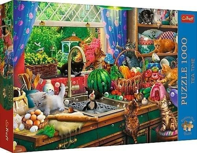 Puzzle Trefl Tea Time Pets Paradise, 1000 pjesë, shumëngjyrësh