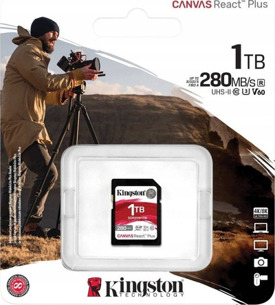 Kartë memorie Kingston Canvas React Plus SDXC, 1TB, 280MB/s, e zezë