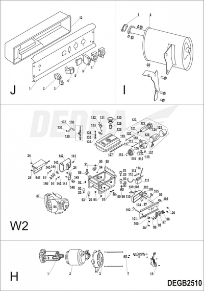 Garniturë motori DEA XDEGB2510X F07, për modelin DEGB2510, metalike, gri