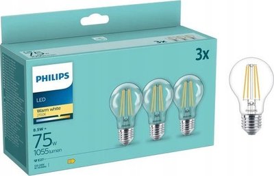 Dritë LED Philips by Signify, 8.5W, sokëll E27, e bardhë