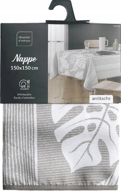 Mbulesë tryeze Bricoline Ambrine, 150x150 cm, kundra njollave, bezhë me të bardhë