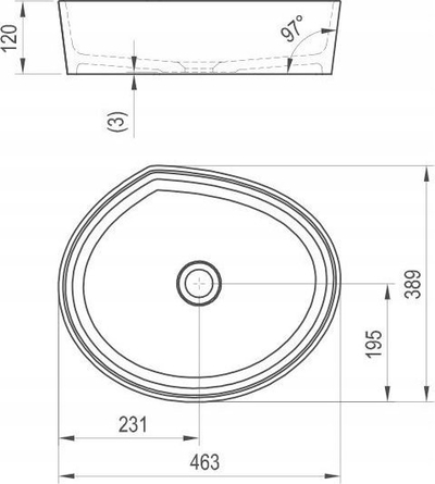 Lavabo mbi banak Ravak Moon XJN01300004, 46x38.9 cm, pa vrimë për bateri, e bardhë