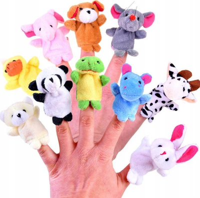 Set kukulla gishtash Animals ZA3675, 10 copë, pelush, shumëngjyrëshe