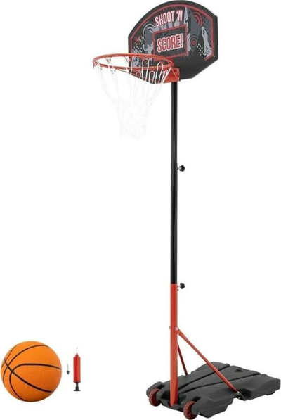 Set basketbolli XQ Max me lartësi të rregullueshme, portativ, deri në 2.5 m, i zi me të kuqe