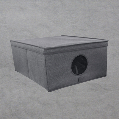 Kuti organizuese GREY Medium Box, 48x36x19 cm, me dritare transparente, gri